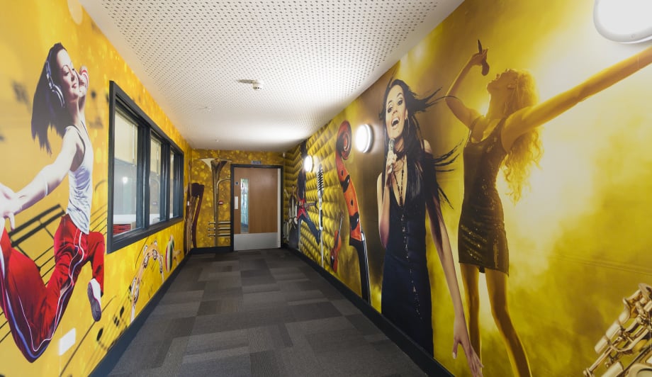 Roebuck Primary Music themed large wrap corridor wall art