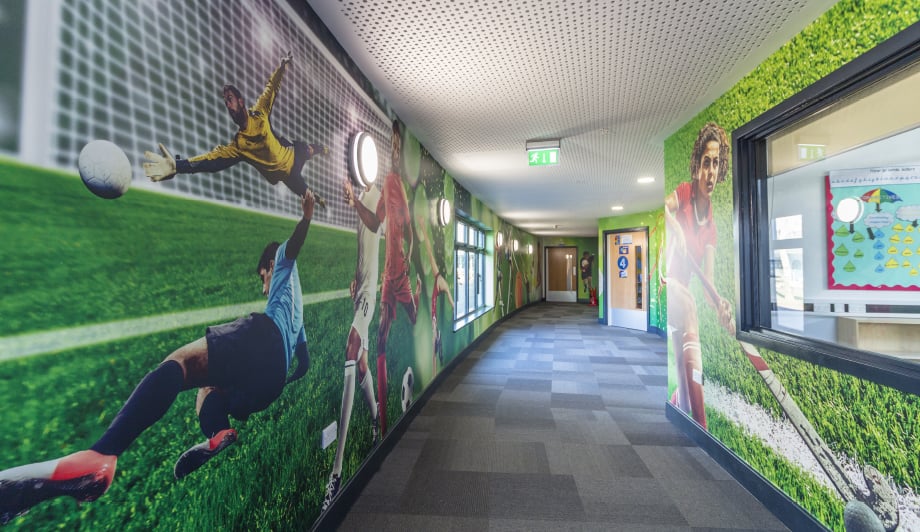 Roebuck Primary School sports continuation large wrap corridor wall art