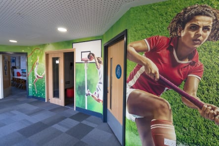 Primary and Nursery School large sports themed wall art installation