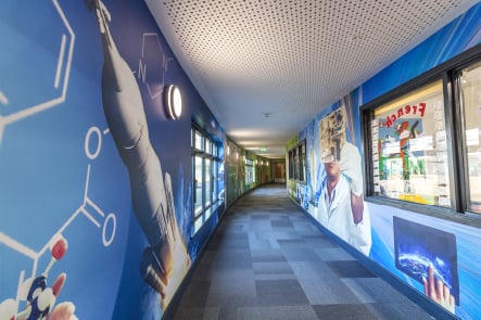Roebuck School Science large corridor wrap wall art
