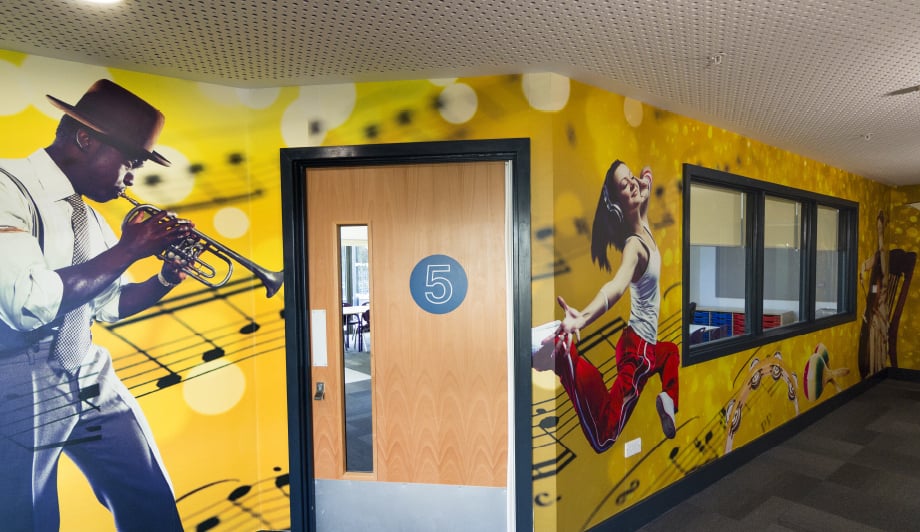 Roebuck Primary School Music hallway bespoke wall art