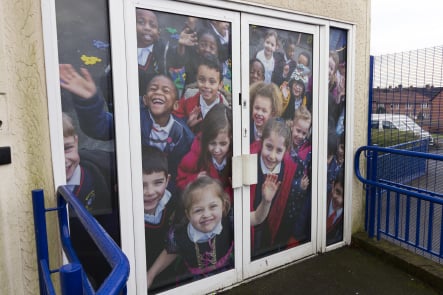 Primary School pupil photography for bespoke vinyl door wall art
