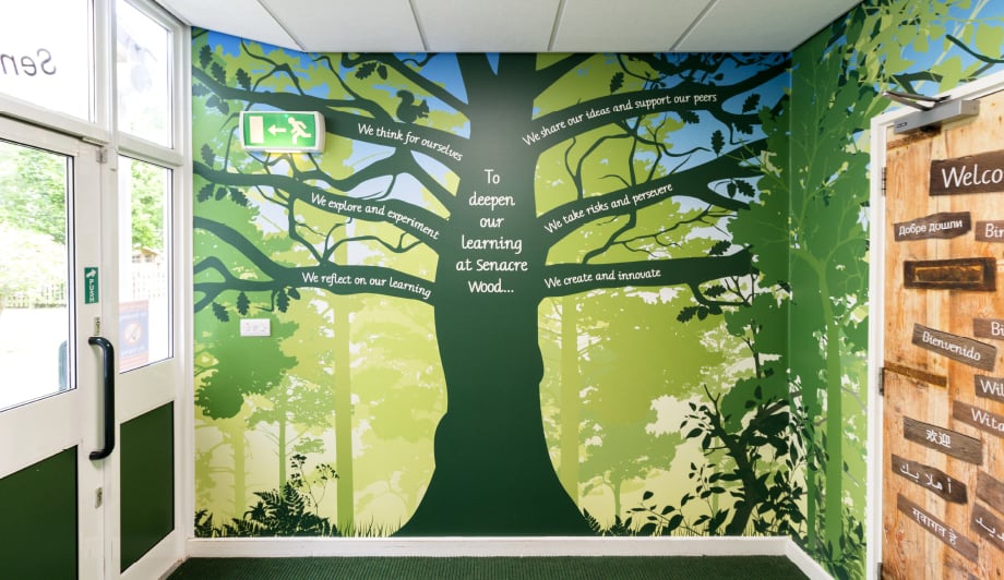 Primary School Values tree bespoke reception installation wall art