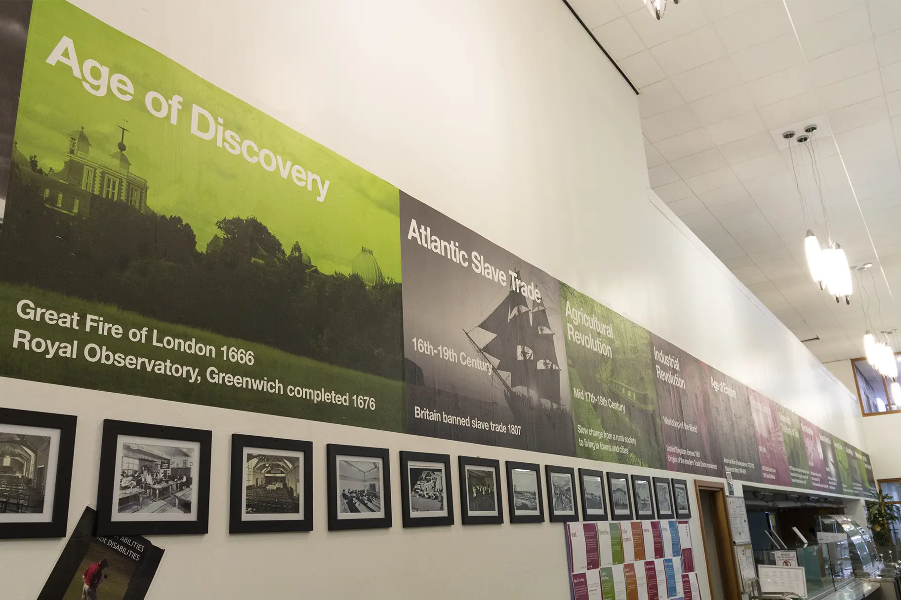 Shooters Hill Sixth form history timeline canteen wall art