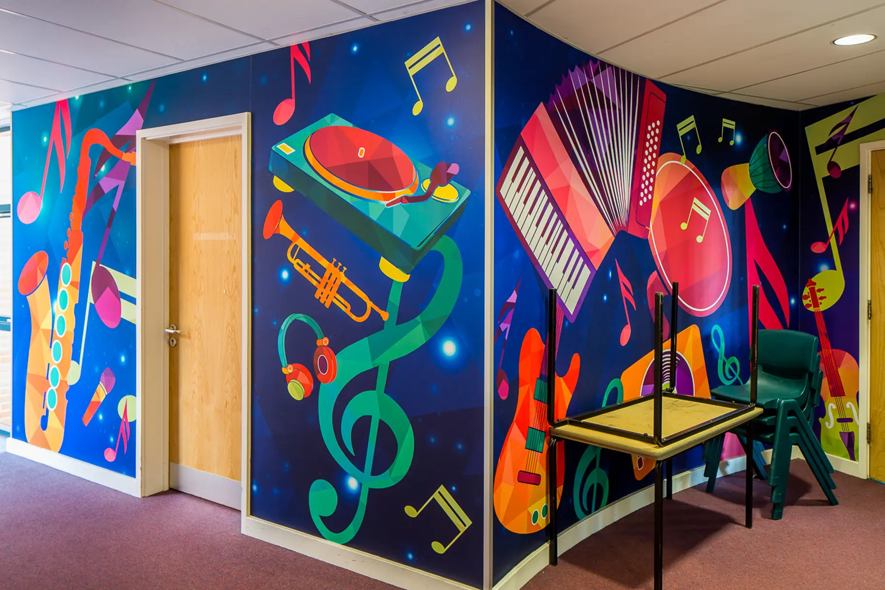 Ravenswood School Music zoned bespoke corridor wall art