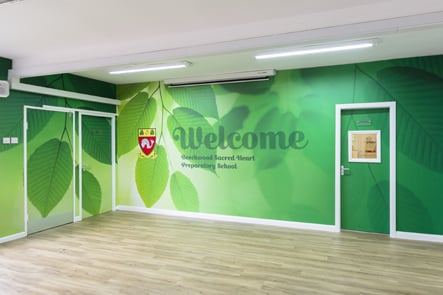 Beechwood Sacred Heart School welcome entrance wall art