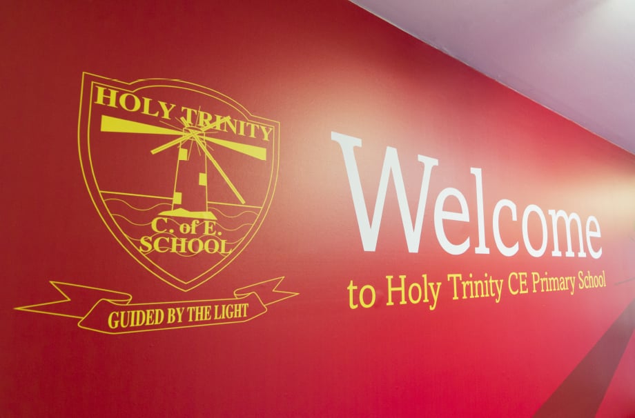 Holy Trinity Schools large format welcome wall art