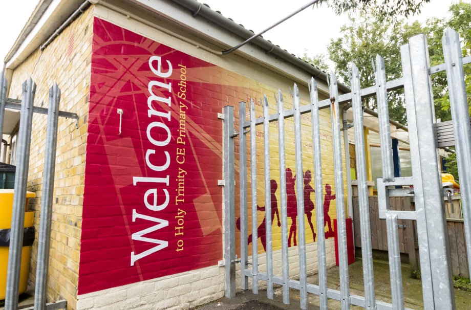 Holy Trinity External welcome walls for school wall art