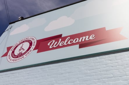 Westminster Primary bespoke themed signage and external welcome wall