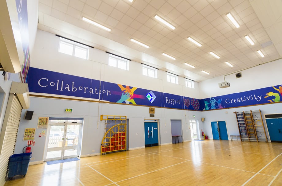 Northumberland Heath Primary School Hall values inspiring bespoke wall art