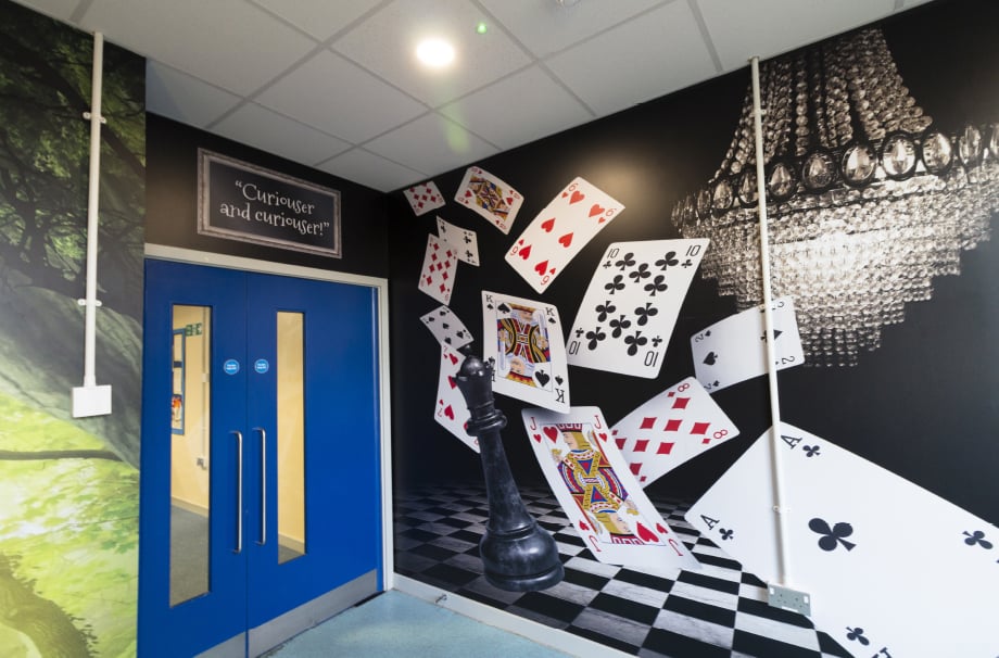Northumberland Primary bespoke Alice in Wonderland themed wall art