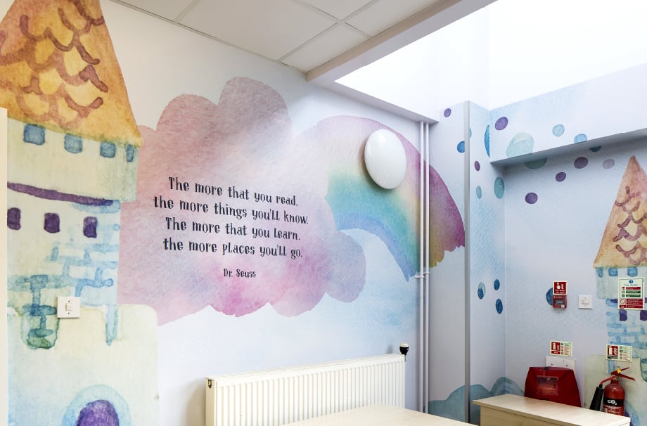 School uses bespoke wall art designs for library zone