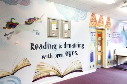 Ravenswood School Literacy library zone wall art
