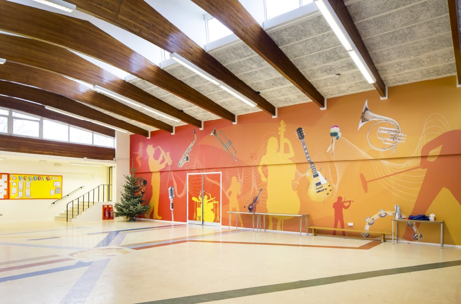 Phoenix School sports bespoke hall wrap wall art
