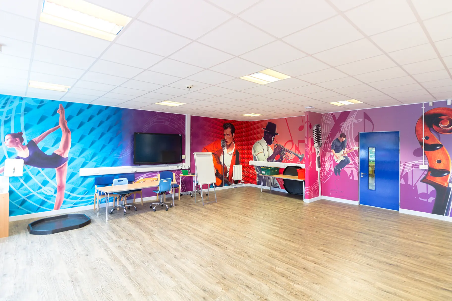 Creative studio music themed wrap around wall art