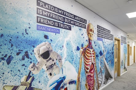 Brampton Academy science subject corridor wall art