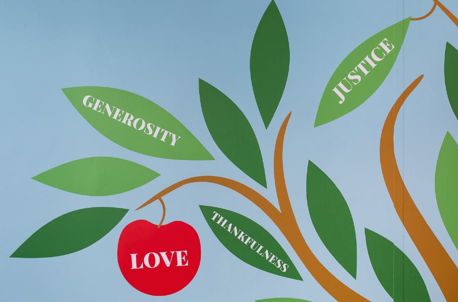 Primary School vibrant core values themed values Wall Art