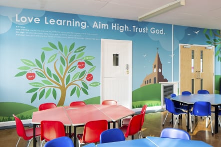 Hertford St Andrew C of E Primary School values wall art