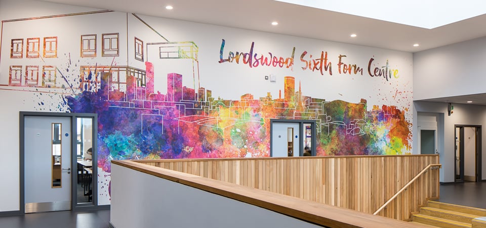 Lordswood Sixth Form Centre contemporary atrium wall art
