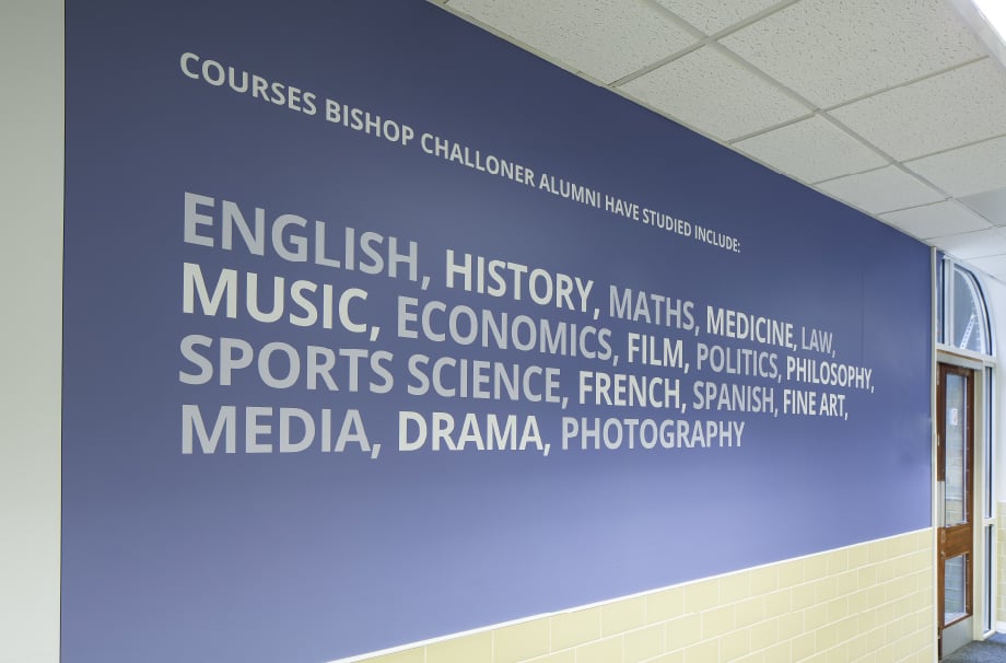 School history subject themed corridor wrap wall art