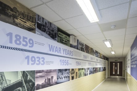 Bishop Challoner School timeline corridor feature wall art