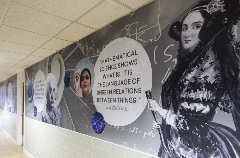 Bishop Challoner Ada Lovelace quote corridor wall art
