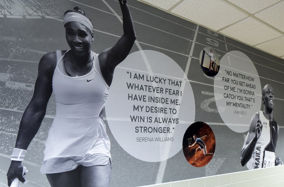 Bishop Challoner School Serena Williams motivational quote corridor wall art