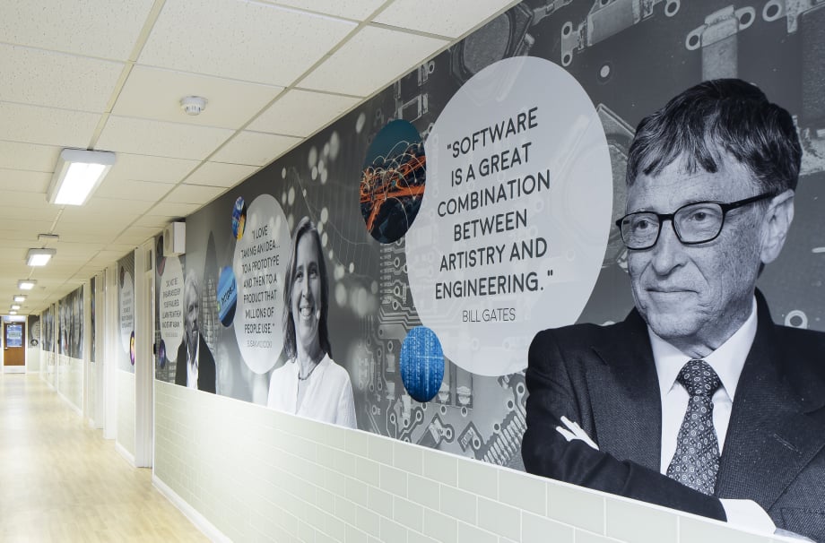 Bishop Challoner Bill Gates inspirational quote corridor wall art