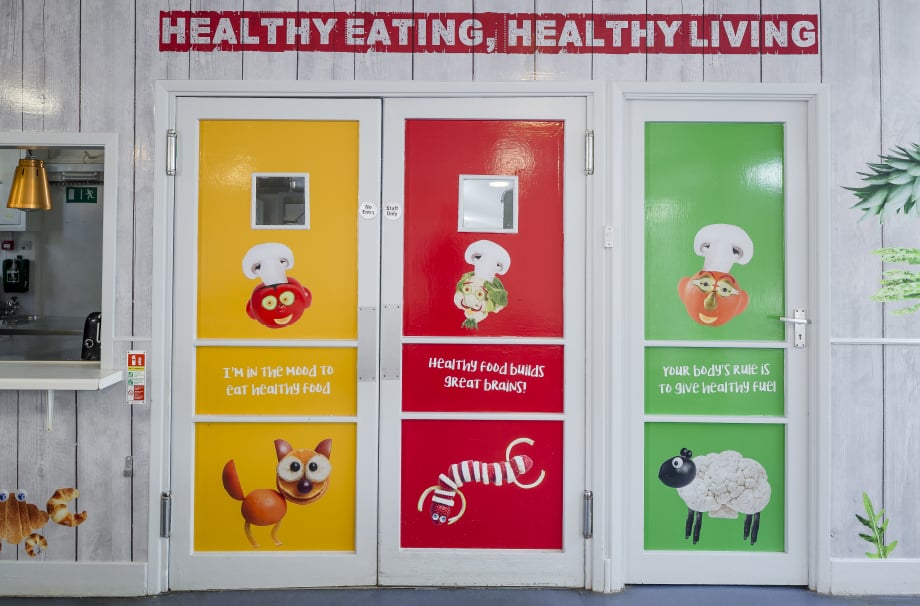 Immersive vibrant healthy eating canteen Wall Art