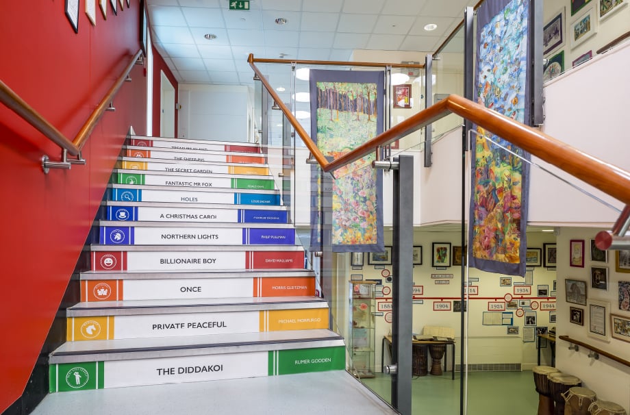 Churchfield Junior English subject bespoke stairwell redesign