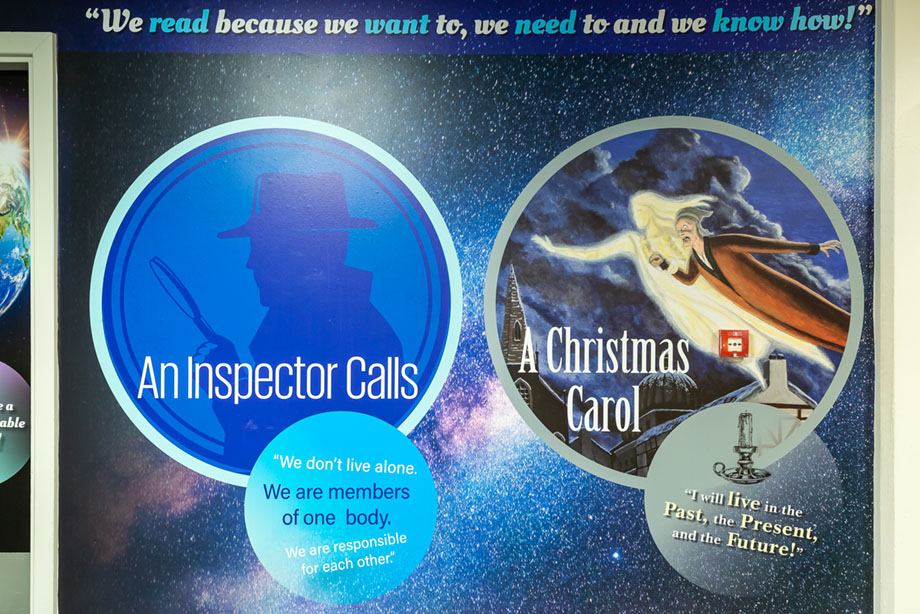 Hadley Learning Community literacy wall art