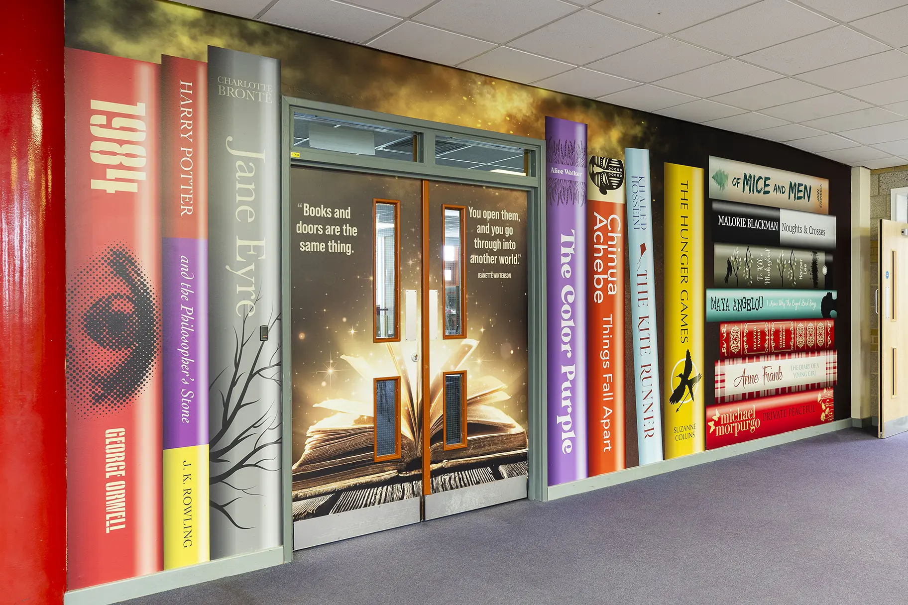 The ebbsfleet academy library wall art